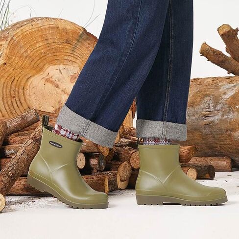 Short Rain Boots for Women Waterproof Non-Slip Chelsea Ankle Boots | Cute Fashion Matte Rubber Boots Lightweight Outdoor Garden Shoes And Work Booties For Ladies With A Removable Comfort Insole in Saudi Arabia