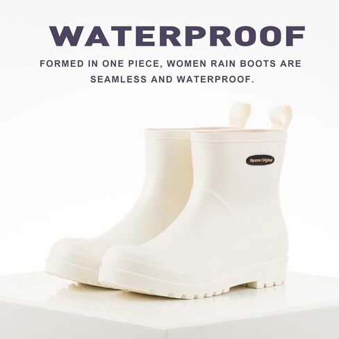 Short Rain Boots for Women Waterproof Non-Slip Chelsea Ankle Boots | Cute Fashion Matte Rubber Boots Lightweight Outdoor Garden Shoes And Work Booties For Ladies With A Removable Comfort Insole in Kuwait