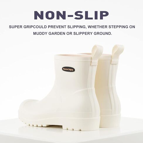 Short Rain Boots for Women Waterproof Non-Slip Chelsea Ankle Boots | Cute Fashion Matte Rubber Boots Lightweight Outdoor Garden Shoes And Work Booties For Ladies With A Removable Comfort Insole in Kuwait