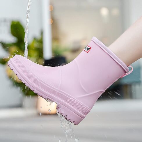 Nutropa Mid Calf Rain Boots for Women, Anti-Slip Outdoor Work Rain Shoes | Waterproof Garden Boots, Lightweight, Comfortable Rainboots, Outdoor Mud Work Booties in Saudi Arabia
