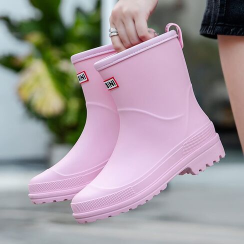 Nutropa Mid Calf Rain Boots for Women, Anti-Slip Outdoor Work Rain Shoes | Waterproof Garden Boots, Lightweight, Comfortable Rainboots, Outdoor Mud Work Booties in Saudi Arabia