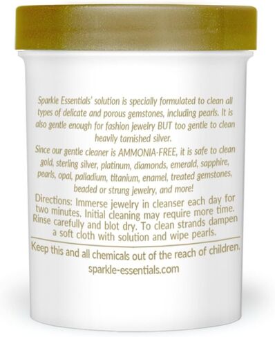 Gentle Jewelry Cleaner Solution Kit: Gold, Sterling Silver, Diamond, Turquoise, Pearl, Earrings, Engagement or Wedding Ring, Fine & Fashion Jewlery, Cleaning Solution, Polishing Cloth, Dipper & Brush in Saudi Arabia