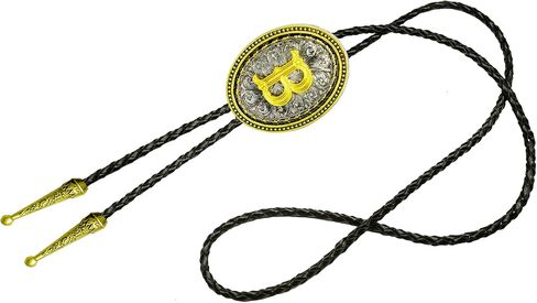 Moranse Bolo التعادل الذهبي الحرف الأولي من A إلى Z في نمط ميدالية رعاة البقر الغربية البيضاوية مع ربطة عنق حبل من جلد البقر in Kuwait