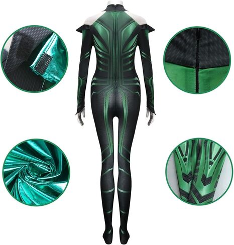 بدلة نسائية هيلا التأثيرية بذلة خضراء للهالوين مجموعة كاملة مع زي موحد للعباءة in Kuwait