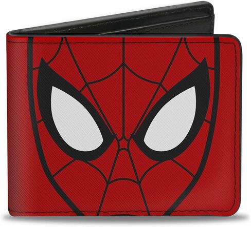 Buckle-Down Men's Marvel Comics Wallet, Bifold, Man Face Close Up Spiders Red Black, Vegan Leather, Multicolor, Standard Size in Saudi Arabia