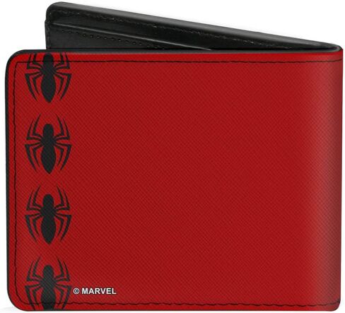 Buckle-Down Men's Marvel Comics Wallet, Bifold, Man Face Close Up Spiders Red Black, Vegan Leather, Multicolor, Standard Size in Saudi Arabia