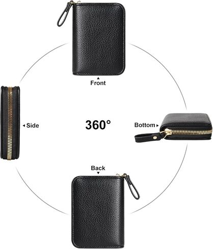 محفظة بطاقة الائتمان EcoVision بخاصية RFID، حامل بطاقة الائتمان بسحاب الأكورديون ومحفظة صغيرة للعملات المعدنية، حامل بطاقات من جلد البولي يوريثان للنساء والرجال in Kuwait