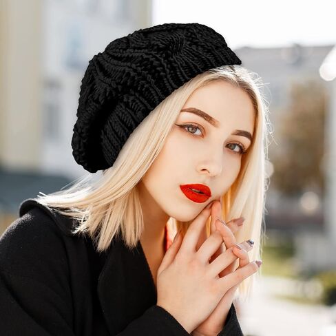 SATINIOR Soft Lightweight Crochet Beret 4 Pieces Beret Hats for Women Knit Autumn Winter Hats in Kuwait