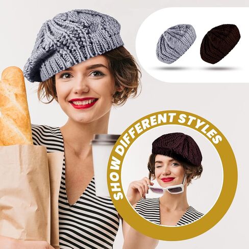 SATINIOR Soft Lightweight Crochet Beret 4 Pieces Beret Hats for Women Knit Autumn Winter Hats in Kuwait