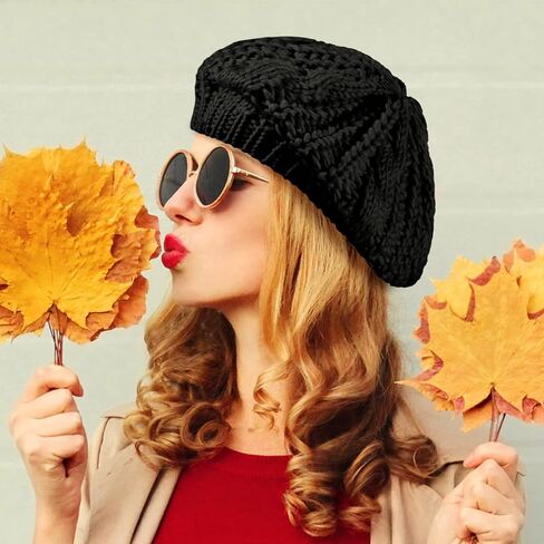 SATINIOR Soft Lightweight Crochet Beret 4 Pieces Beret Hats for Women Knit Autumn Winter Hats in Kuwait