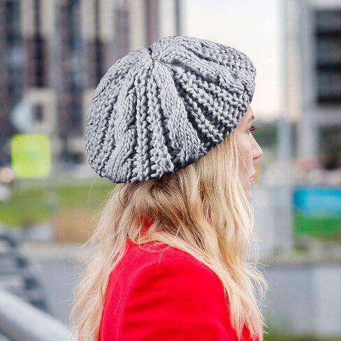 SATINIOR Soft Lightweight Crochet Beret 4 Pieces Beret Hats for Women Knit Autumn Winter Hats in Kuwait