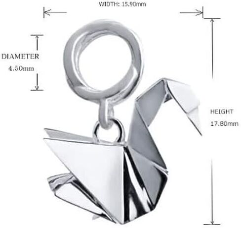 خرزات من الفضة الإسترلينية 925 من EVESCITY Delicate Origami Swan لأساور ساحرة ♥ أفضل هدايا مجوهرات للعائلة الخاصة بها ♥ in Kuwait