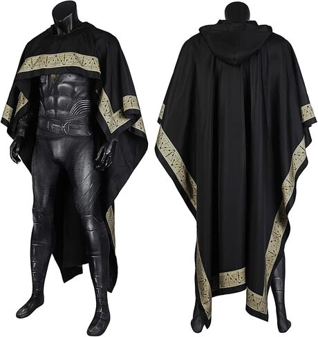 EOILFM أزياء الهالوين الرجالية الخارقة التأثيرية بدلة سوداء Zentai ملابس ارتداءها بذلة بقلنسوة عباءة الرأس للبالغين in Kuwait