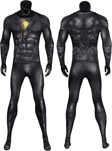 EOILFM أزياء الهالوين الرجالية الخارقة التأثيرية بدلة سوداء Zentai ملابس ارتداءها بذلة بقلنسوة عباءة الرأس للبالغين in Kuwait