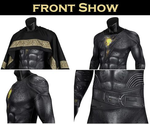 EOILFM أزياء الهالوين الرجالية الخارقة التأثيرية بدلة سوداء Zentai ملابس ارتداءها بذلة بقلنسوة عباءة الرأس للبالغين in Kuwait