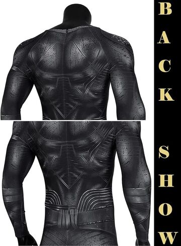 EOILFM أزياء الهالوين الرجالية الخارقة التأثيرية بدلة سوداء Zentai ملابس ارتداءها بذلة بقلنسوة عباءة الرأس للبالغين in Kuwait