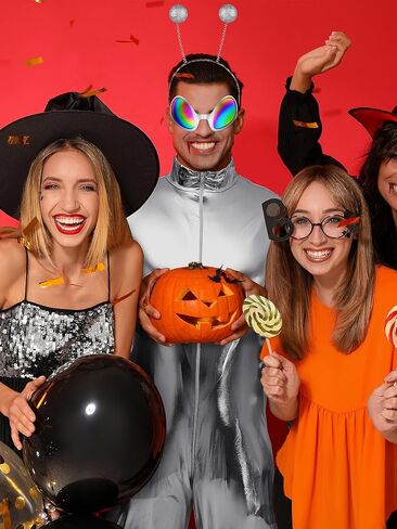 بدلة SOMSOC للرجال ذات اللون المعدني الفضائي لكامل الجسم للهالوين برقبة وهمية قطعة واحدة من قطعة واحدة للرجال in Saudi Arabia