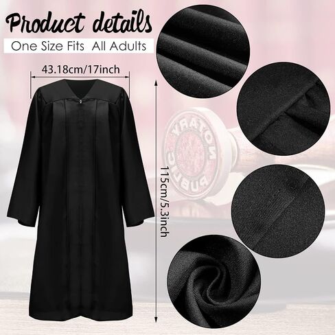 6 Pcs Judge Halloween Costume Accessory, Including Black Judge Robe, Judge Wooden Gavel, Judge Choker Pin, Lace False Collar, Gray Wig, Glasses Frame for Halloween Adult Judge Cosplay Party Favors in Kuwait