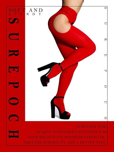 SUREPOCH Suspender Tights for Women Plus Size Garter Belt White Control Top Pantyhose in Kuwait