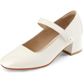 Naiyee Mary Jane Shoes Women Chunky Heel Ankle Strap Dress Shoes for Women Low Heels Close Rounded Toe Pumps