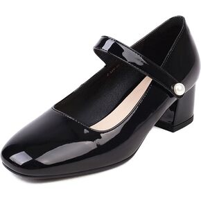 Naiyee Mary Jane Shoes Women Chunky Heel Ankle Strap Dress Shoes for Women Low Heels Close Rounded Toe Pumps