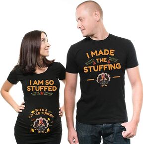 Silk Road Tees Thanksgiving Maternity Pregnancy Announcement Turkey Couple Matching T-Shirts