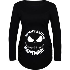 Women Maternity Halloween Tops Mommys Little Nightmare Christmas Pregnant Shirts