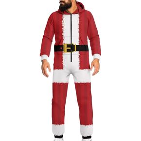 Yewattles Unisex Onesie Novelty Printed One-piece Pajamas Women Men Hooded Jumpsuits Adult Nightwear Romper Holiday Pjs