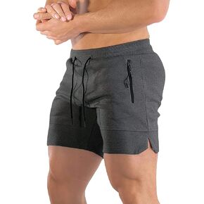BUXKR Mens Workout Shorts 5 Inch Quick Dry Gym Shorts for Men Athletic Running Shorts with Zipper Pockets
