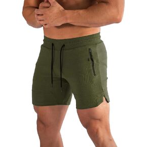 BUXKR Mens Workout Shorts 5 Inch Quick Dry Gym Shorts for Men Athletic Running Shorts with Zipper Pockets