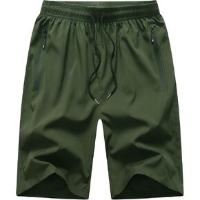 Men's Gym Workout Shorts Quick Dry Lightweight Athletic Training Running Hiking Jogger with Zipper Pockets