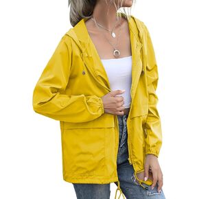 Zcfire Women's Raincoats Windbreaker Rain Jacket Waterproof Lightweight Outdoor Hooded Trench Coats S-XXL