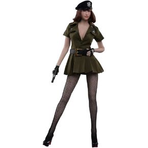 Phicen Policewoman Skirt Seamless Stockings Set (Army Green)