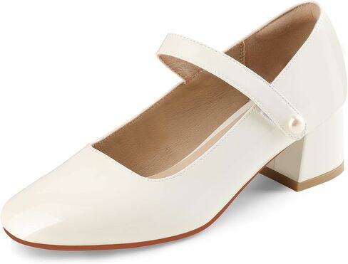 Naiyee Mary Jane Shoes Women Chunky Heel Ankle Strap Dress Shoes for Women Low Heels Close Rounded Toe Pumps in Kuwait