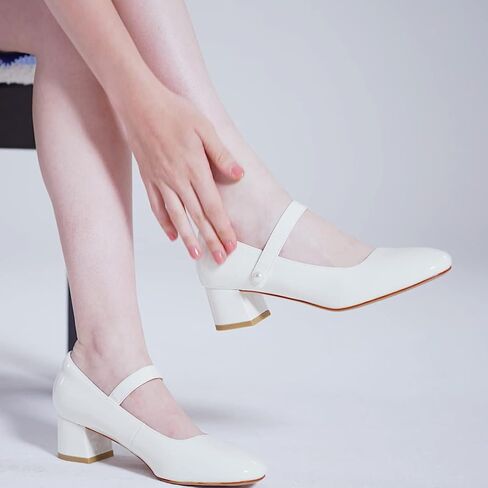 Naiyee Mary Jane Shoes Women Chunky Heel Ankle Strap Dress Shoes for Women Low Heels Close Rounded Toe Pumps in Kuwait