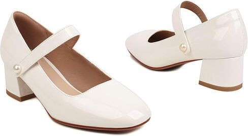 Naiyee Mary Jane Shoes Women Chunky Heel Ankle Strap Dress Shoes for Women Low Heels Close Rounded Toe Pumps in Kuwait