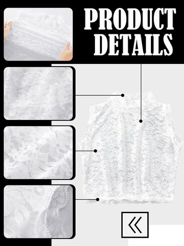 2 Pieces Women's Lace Fake Collar Detachable Dickey Collars White Lace Collar Black Lace Jabot Detachable Collars for Women in Saudi Arabia