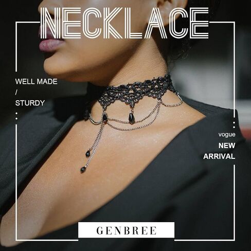 GENBREE القوطية الطبيعية ريشة طوق قلادة الدانتيل الأسود Chocker القلائد ريشة طوق الرقبة هالوين حزب زي اكسسوارات الشعر للنساء والفتيات in Saudi Arabia
