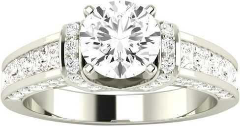 3 Carat Classic Lab Grown Synthetic Round Modern Contemporary Designer IGI Certified Diamond Engagement Ring (2 Ct, H-I Color, SI1-SI2 Clarity Center) in Saudi Arabia