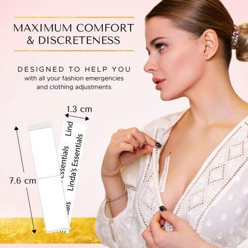 Double Sided Tape for Clothes, Body and Fashion (100 Pack) | Skin & Clothing Tape for Women | Hem Tape No Sew No Iron | Strong Transparent Clear Body Tape for All Shades and Sensitivity in Kuwait