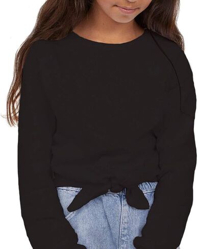 MISS POPULAR Multi -Pack Girls Kids Long Sleeve T Shirt with Tie Front Cotton Crew Neck Soft Fabric Many Colors Size 4-16 in Kuwait