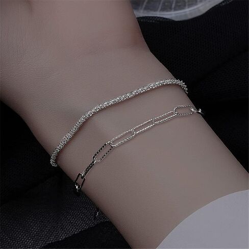 925 Sterling Silver Bracelets for Women Teen Girls, Love Heart Charm Chain Bracelet Bangle Fashion Jewelry Gifts in Saudi Arabia