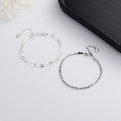 925 Sterling Silver Bracelets for Women Teen Girls, Love Heart Charm Chain Bracelet Bangle Fashion Jewelry Gifts in Saudi Arabia