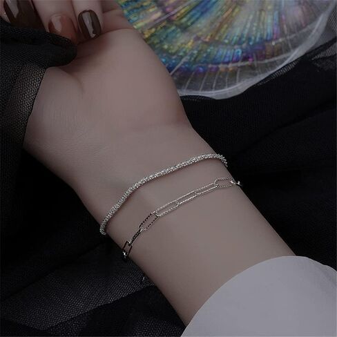 925 Sterling Silver Bracelets for Women Teen Girls, Love Heart Charm Chain Bracelet Bangle Fashion Jewelry Gifts in Saudi Arabia