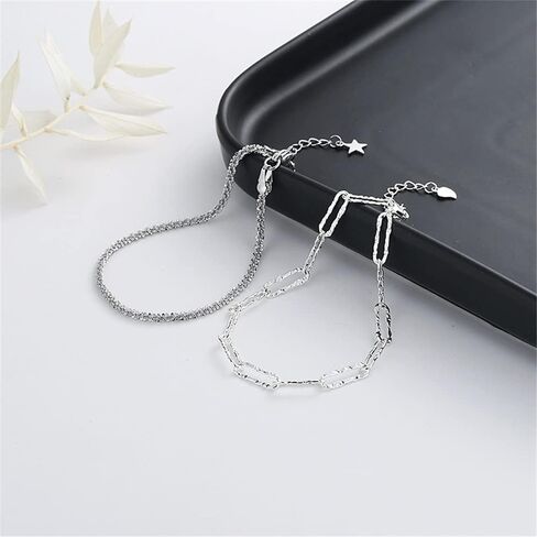 925 Sterling Silver Bracelets for Women Teen Girls, Love Heart Charm Chain Bracelet Bangle Fashion Jewelry Gifts in Saudi Arabia