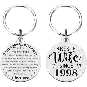 TANWIH 25th Wedding Anniversary Keychain Gifts, 25 Year Anniversary Decoration