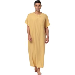 Lars Amadeus Men's Nightshirt Short Sleeves Sleep Shirt Lounge Sleepwear Long Gown