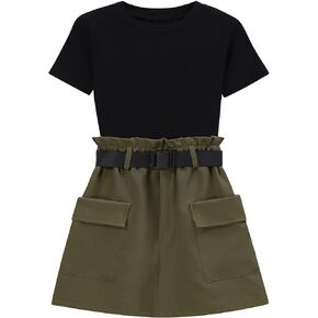 Kukume Little Girls Summer 2 Piece Outfits Clothes T-Shirt Tops and Shorts skirt Sets