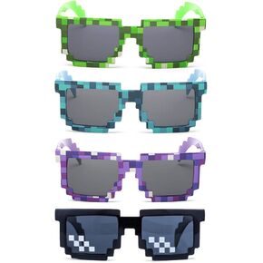 kilofly 4pc 8-Bit Pixel UV Protect Gamer Sunglasses Adult Kids Party Favors in Saudi Arabia