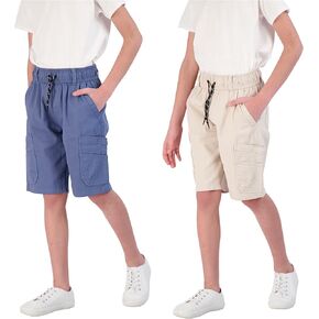 TONY HAWK Boys Twill Shorts with Cargo Pockets 2 Pack Pull on Skate Short for Kids